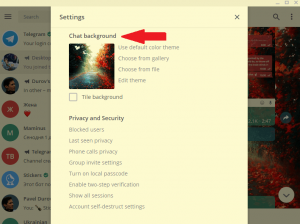 Настройки темы в Телеграмм на компьютере